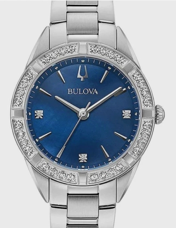 Bulova Accessories - Bulova Sutton 96R243 Women's Blue Dial Diamond Quartz Stainless Steel Watch